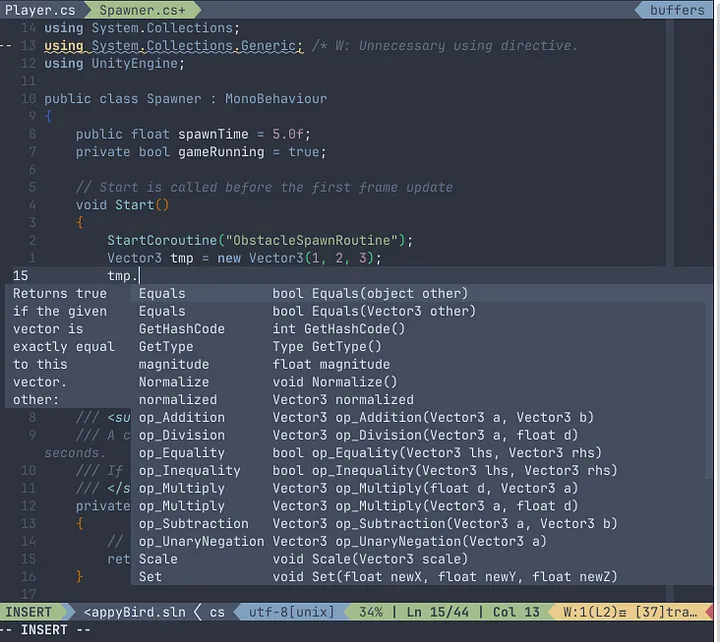 Neovim in unity